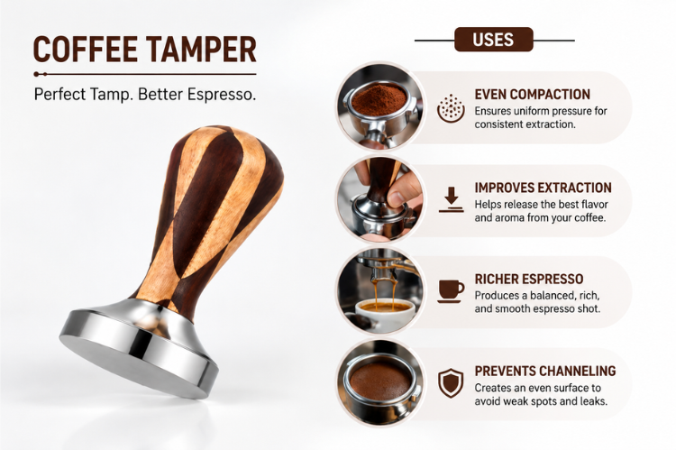 Three One Checkerboard Wooden Handle Tamper