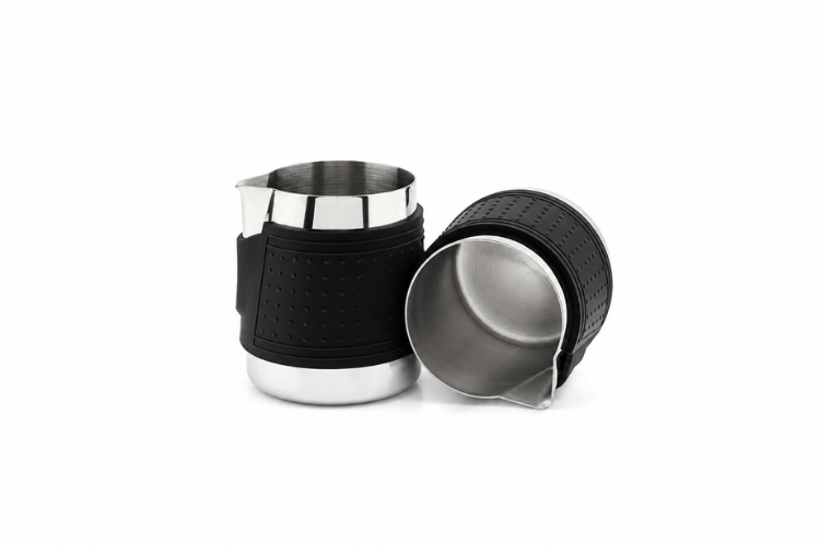 Three One SS Milk Pitcher with Black Silicon Sleeves