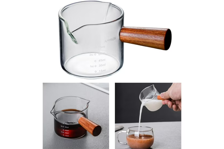 Three One Shot Glass with Wodden handle 75ML